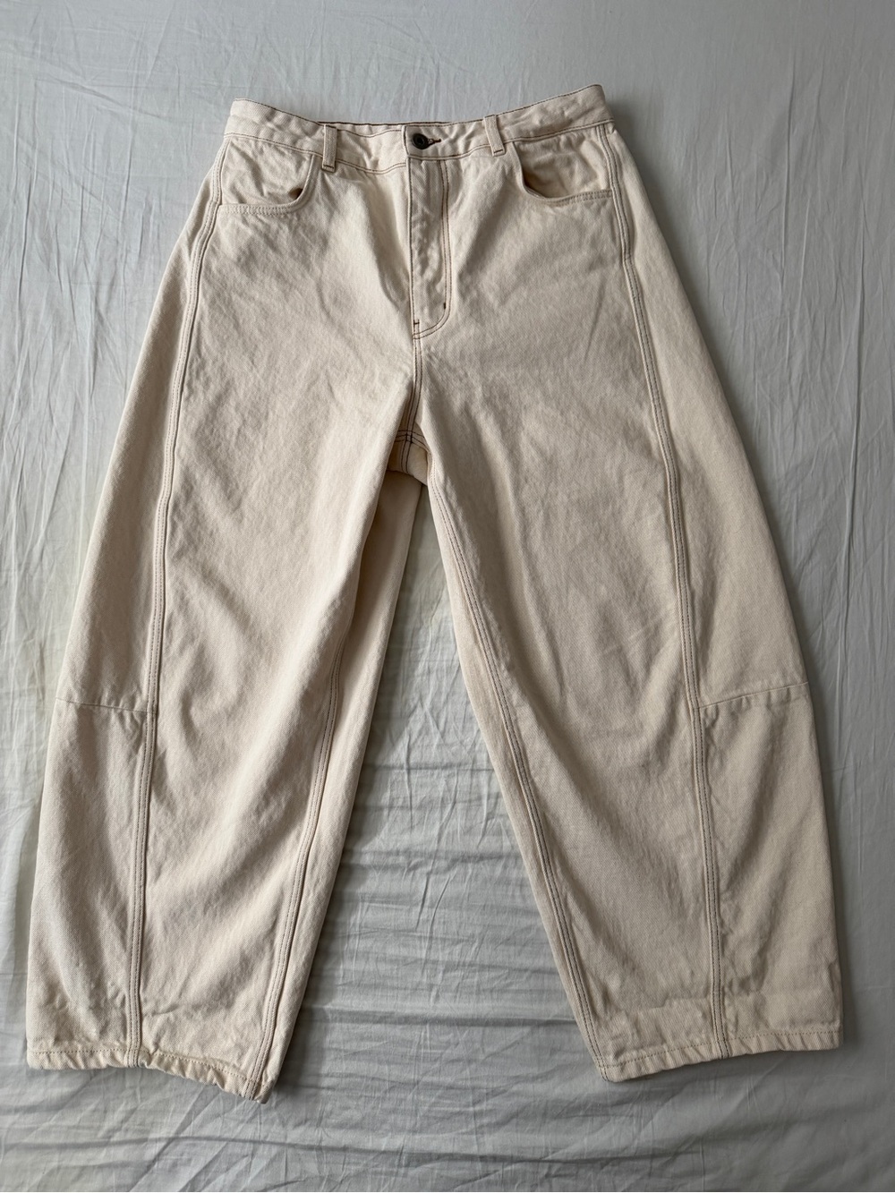 Toast sculptural seamed denim pants barrel leg jeans Cream Jeans